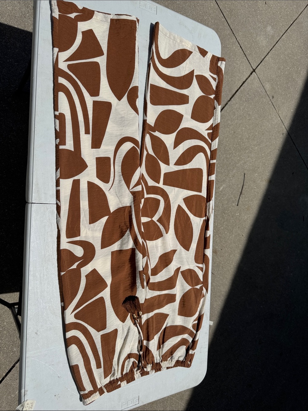 Rachel Zoe Brown and Cream Abstract Print Wide-Leg Pants